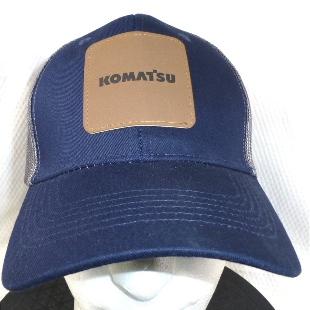Komatsu Power Heavy Equipment Mesh Trucker Hat Navy Blue Snapback Cap